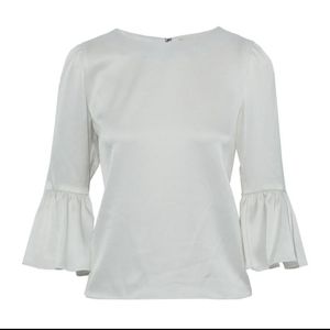 New Alice + Olivia Bell Sleeve Blouse White